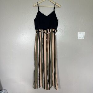 Striped Wide Leg Jumpsuit Woman's Size Large A Line Jumpsuit Dress Pants unbrand
